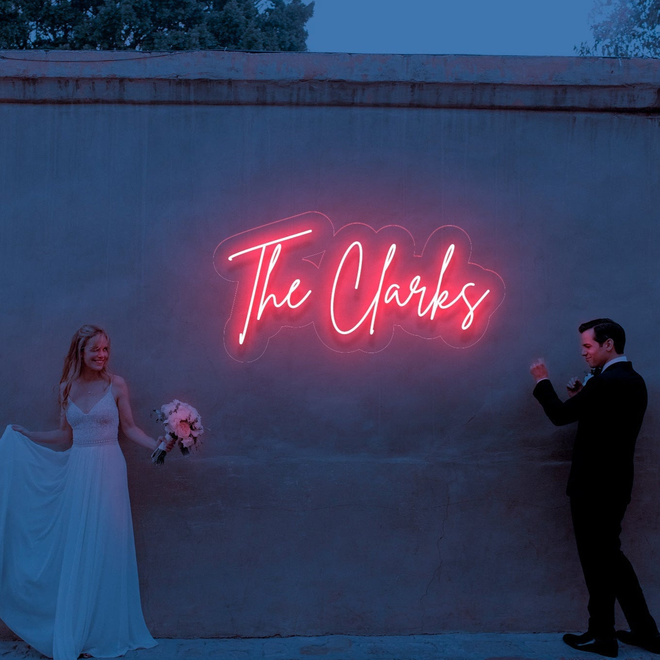 The Clarks - LED Neon Family Name Wedding Sign